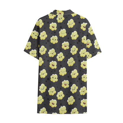 Cute Popcorn Pattern Print Cotton Hawaiian Shirt