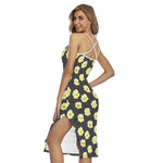 Cute Popcorn Pattern Print Cross Back Cami Dress
