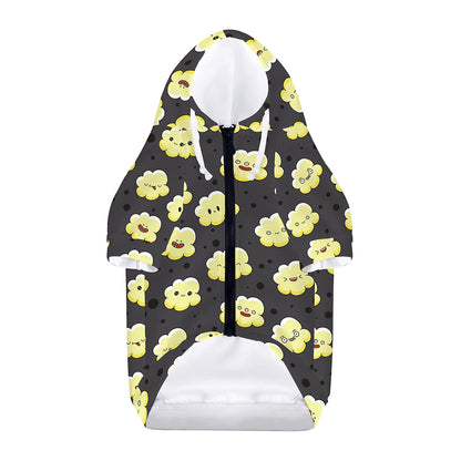 Cute Popcorn Pattern Print Dog Zip Up Hoodie