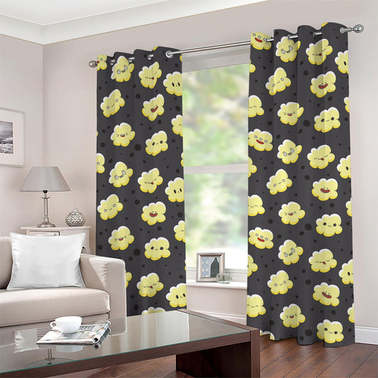 Cute Popcorn Pattern Print Grommet Curtains