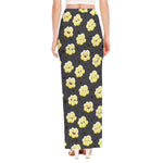 Cute Popcorn Pattern Print High Slit Maxi Skirt