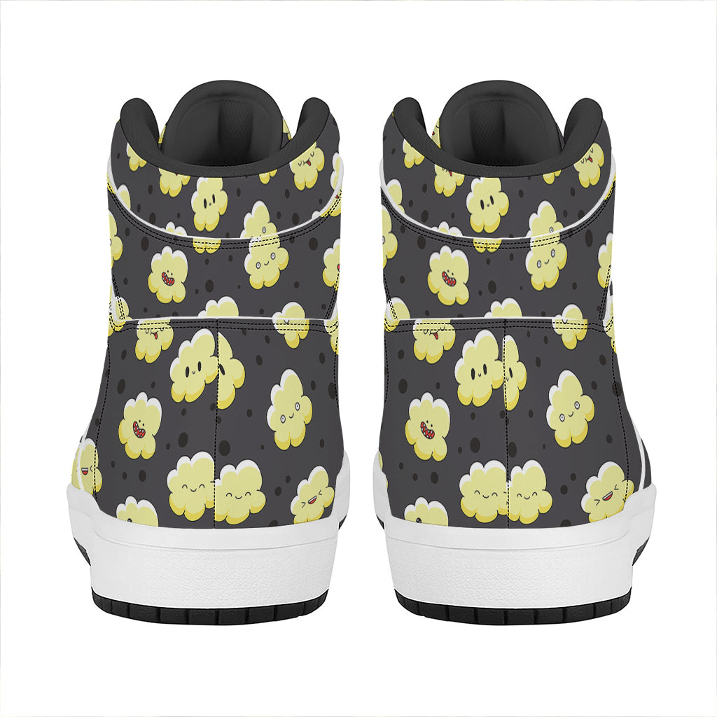 Cute Popcorn Pattern Print High Top Leather Sneakers