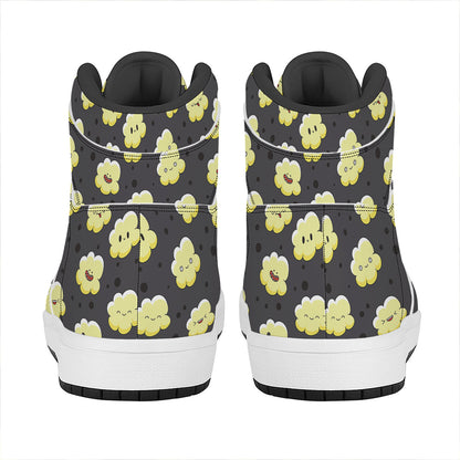 Cute Popcorn Pattern Print High Top Leather Sneakers