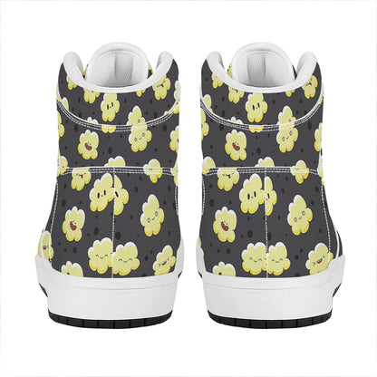 Cute Popcorn Pattern Print High Top Leather Sneakers