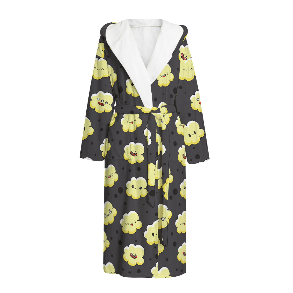 Cute Popcorn Pattern Print Hooded Bathrobe