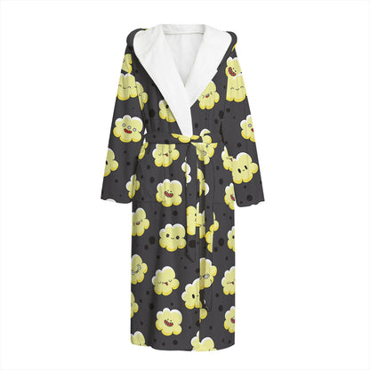Cute Popcorn Pattern Print Hooded Bathrobe