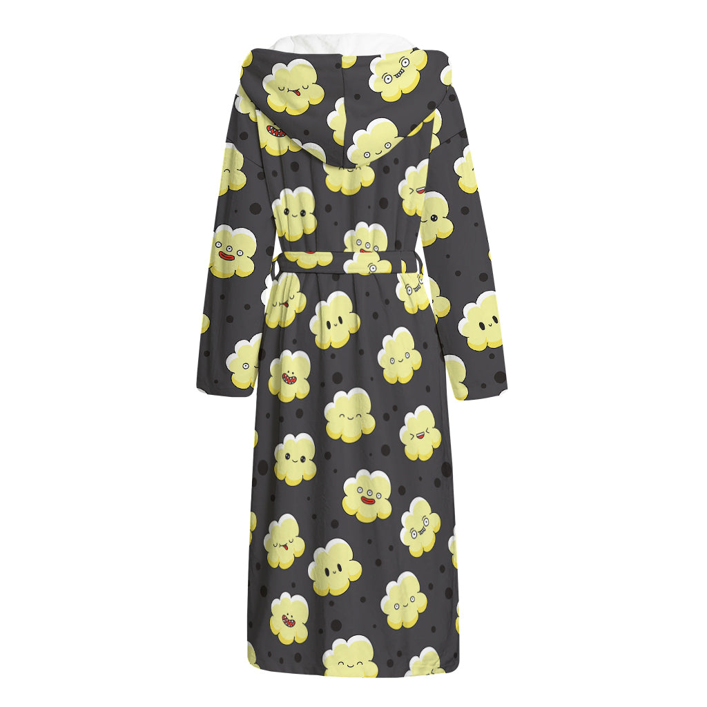 Cute Popcorn Pattern Print Hooded Bathrobe
