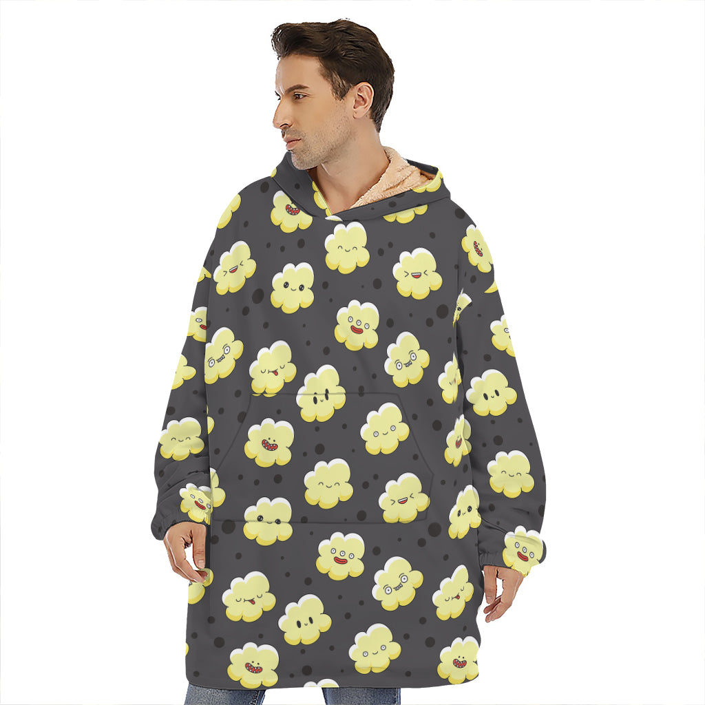 Cute Popcorn Pattern Print Hoodie Blanket