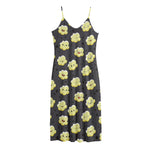 Cute Popcorn Pattern Print Jersey Midi Cami Dress