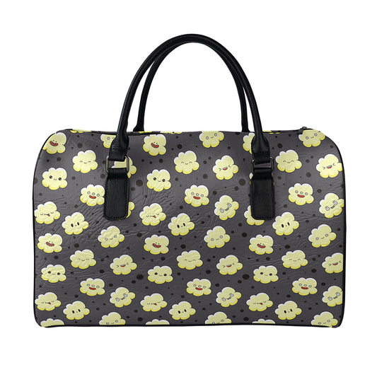 Cute Popcorn Pattern Print Leather Duffle Bag