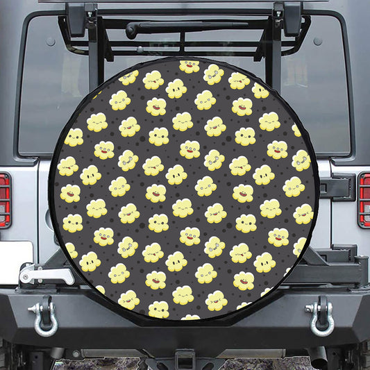 Cute Popcorn Pattern Print Leather Spare Tire Cover