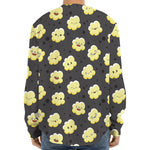 Cute Popcorn Pattern Print Long Sleeve Baseball Jersey