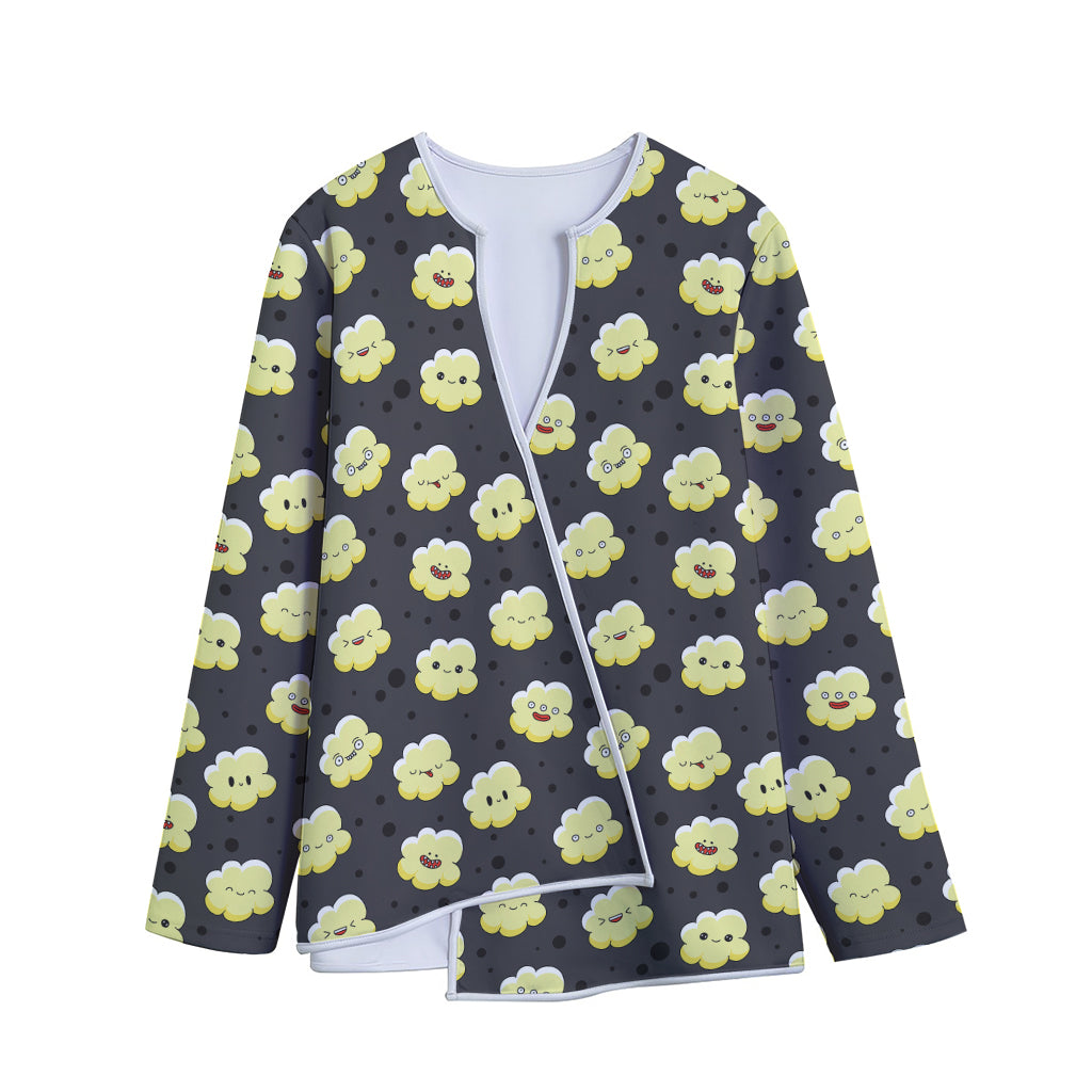 Cute Popcorn Pattern Print Long Sleeve Short Coat