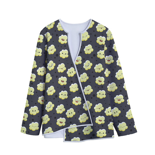 Cute Popcorn Pattern Print Long Sleeve Short Coat