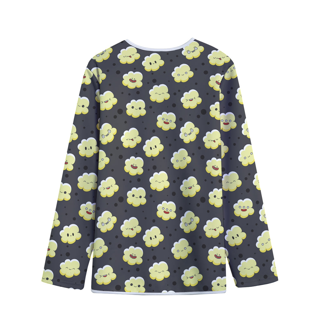 Cute Popcorn Pattern Print Long Sleeve Short Coat