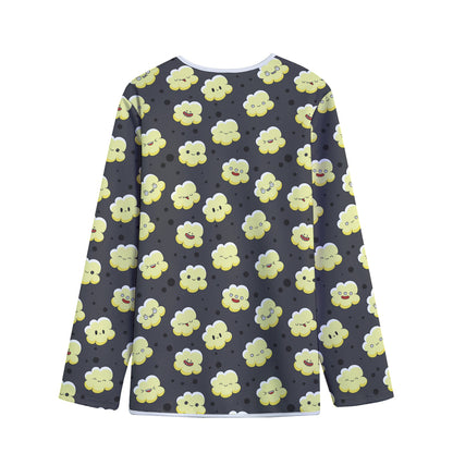 Cute Popcorn Pattern Print Long Sleeve Short Coat