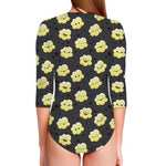 Cute Popcorn Pattern Print Long Sleeve Swimsuit