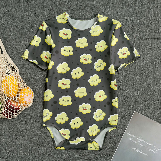 Cute Popcorn Pattern Print Men's Bodysuit