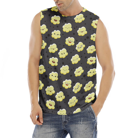 Cute Popcorn Pattern Print Men's Fitness Tank Top