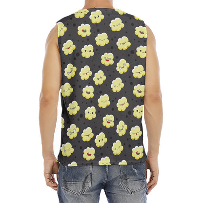 Cute Popcorn Pattern Print Men's Fitness Tank Top