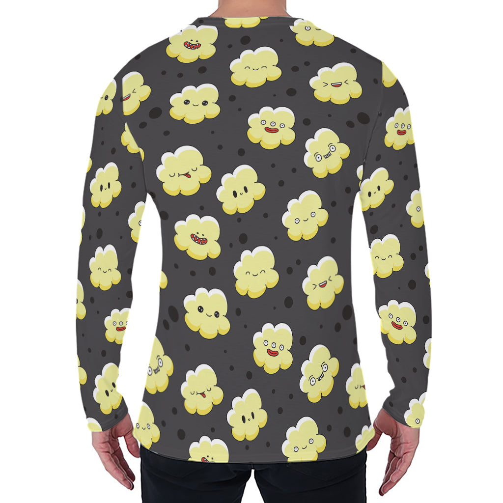 Cute Popcorn Pattern Print Men's Long Sleeve T-Shirt