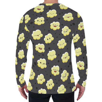 Cute Popcorn Pattern Print Men's Long Sleeve T-Shirt