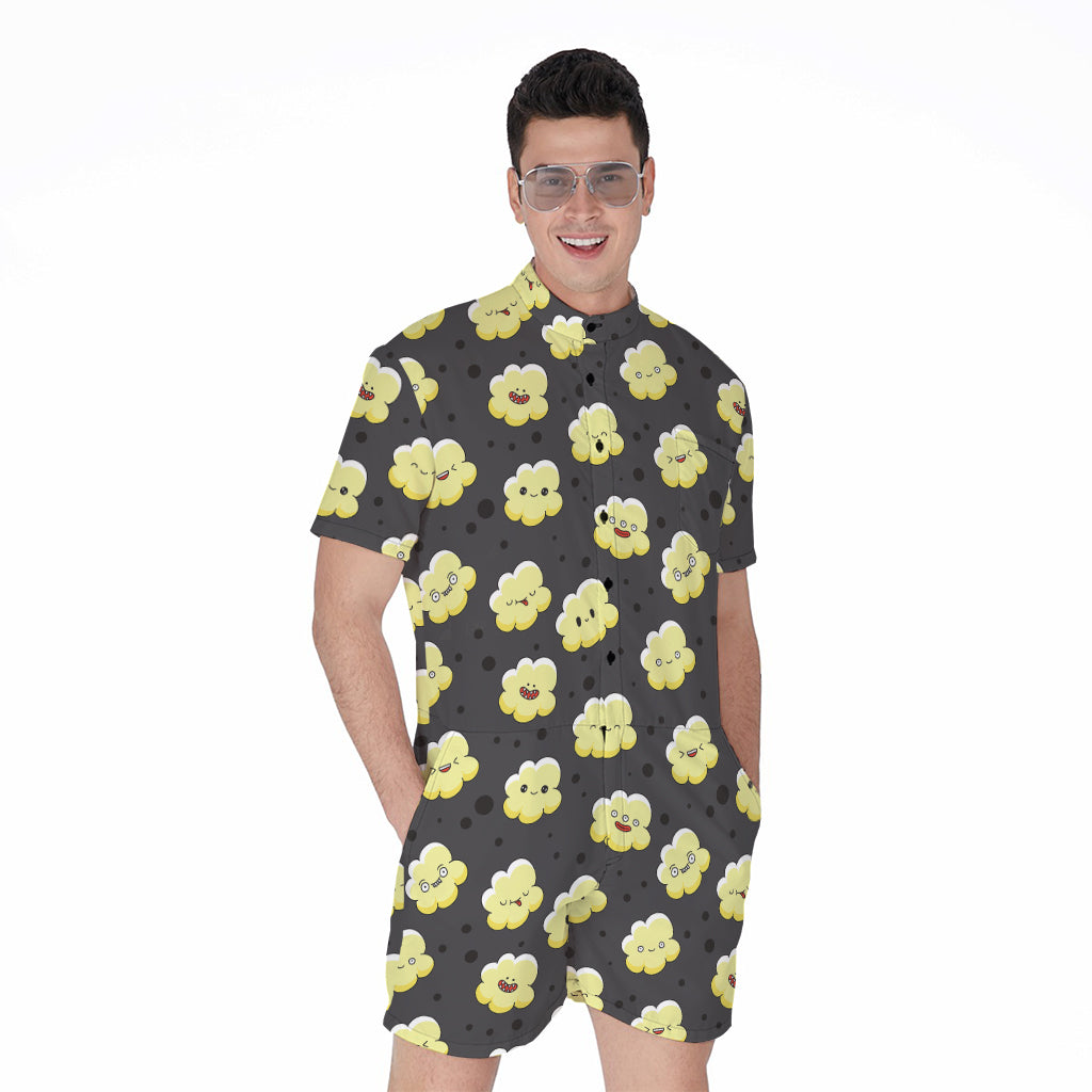 Cute Popcorn Pattern Print Men's Rompers