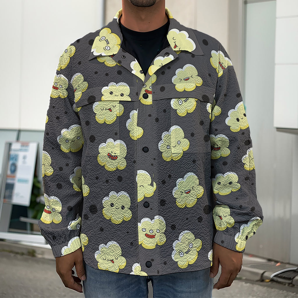 Cute Popcorn Pattern Print Men's Shirt Jacket