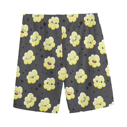 Cute Popcorn Pattern Print Men's Sports Shorts