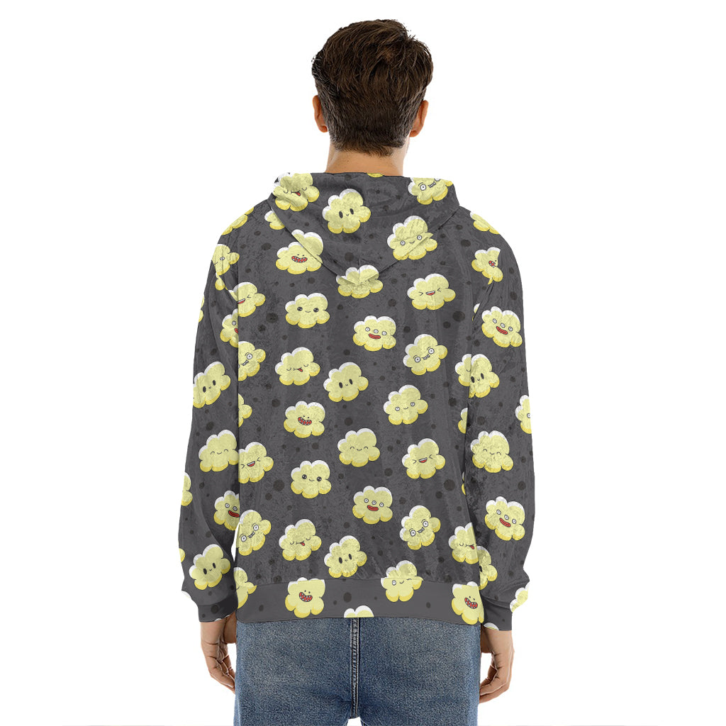 Cute Popcorn Pattern Print Men's Velvet Pullover Hoodie