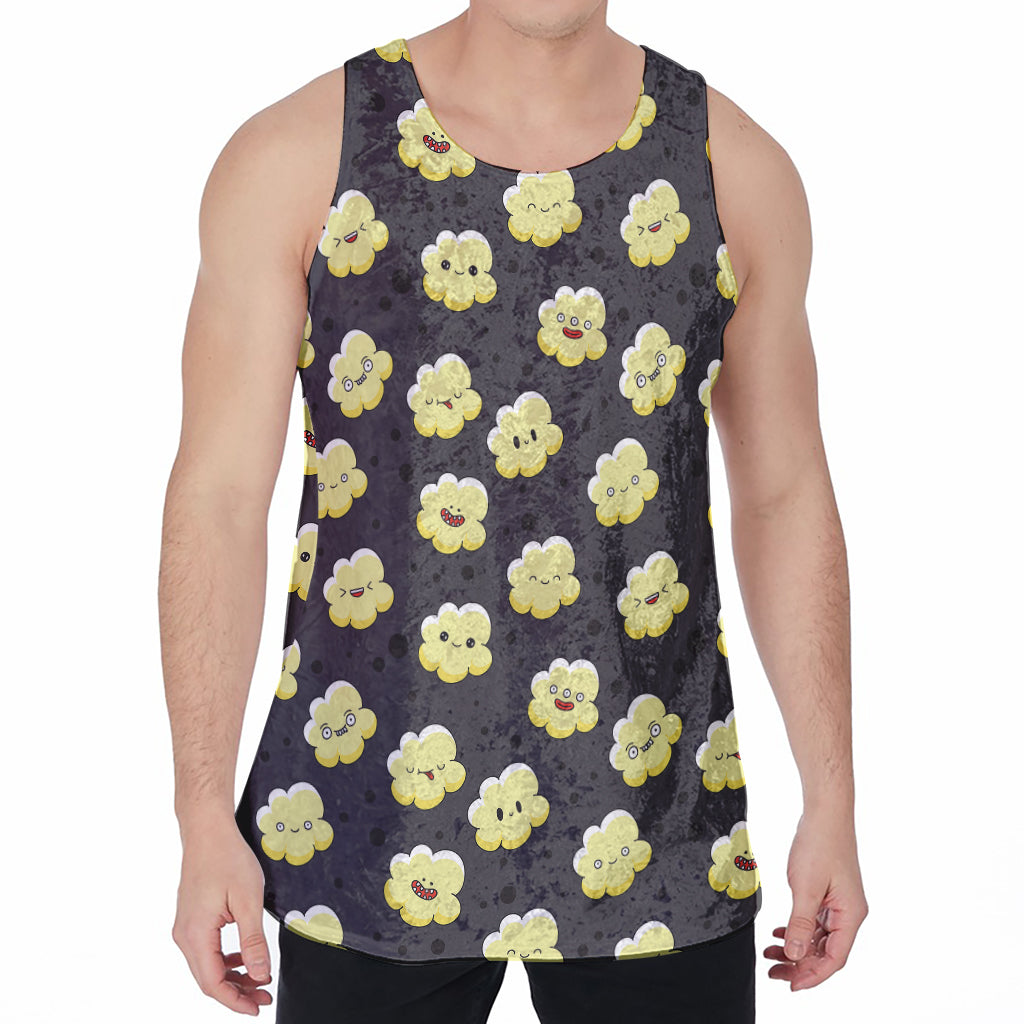 Cute Popcorn Pattern Print Men's Velvet Tank Top