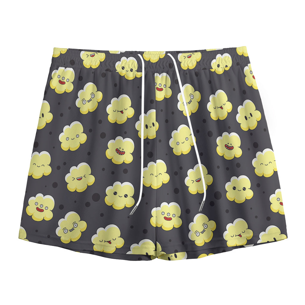 Cute Popcorn Pattern Print Mesh Shorts