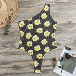 Cute Popcorn Pattern Print One Shoulder Bodysuit