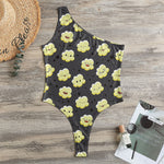 Cute Popcorn Pattern Print One Shoulder Bodysuit