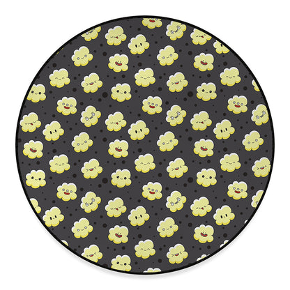 Cute Popcorn Pattern Print Round Floor Mat