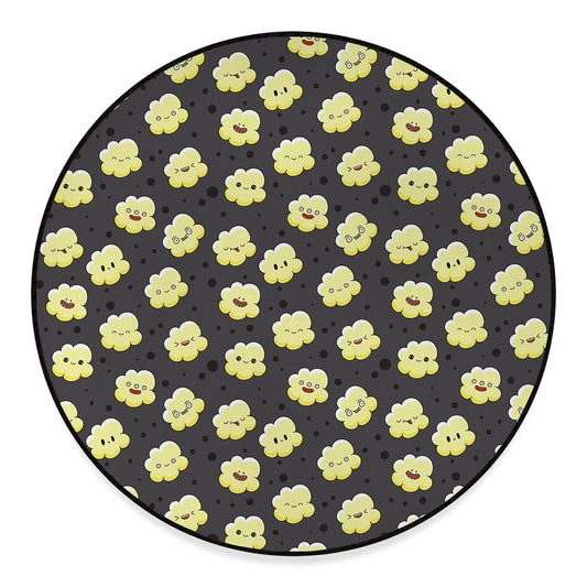 Cute Popcorn Pattern Print Round Floor Mat