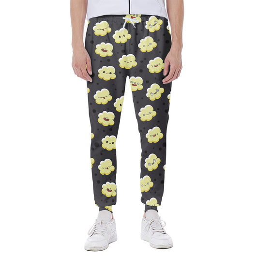 Cute Popcorn Pattern Print Scuba Joggers