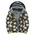 Cute Popcorn Pattern Print Sherpa Lined Zip Up Hoodie