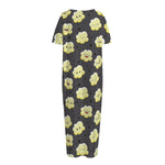 Cute Popcorn Pattern Print Short Sleeve Long Nightdress