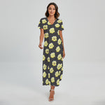 Cute Popcorn Pattern Print Short Sleeve Maxi Dress