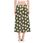 Cute Popcorn Pattern Print Side Slit Midi Skirt