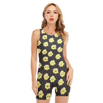 Cute Popcorn Pattern Print Sleeveless One Piece Swimsuit