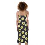 Cute Popcorn Pattern Print Slim Fit Midi Cami Dress