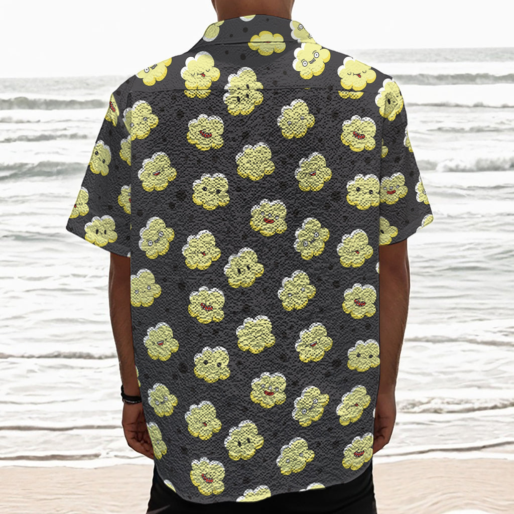 Cute Popcorn Pattern Print Textured Short Sleeve Shirt