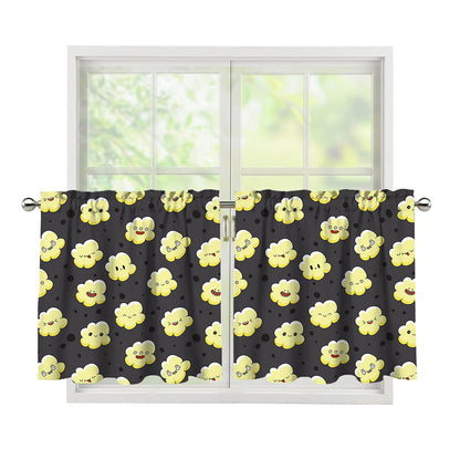 Cute Popcorn Pattern Print Tier Curtains