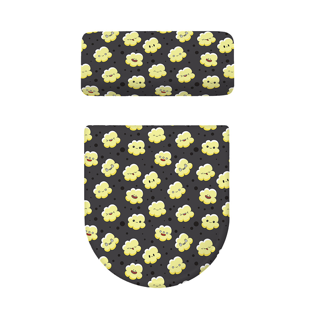 Cute Popcorn Pattern Print Toilet Lid And Tank Cover Set