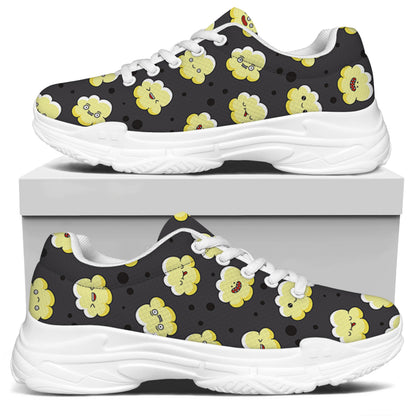 Cute Popcorn Pattern Print White Chunky Shoes