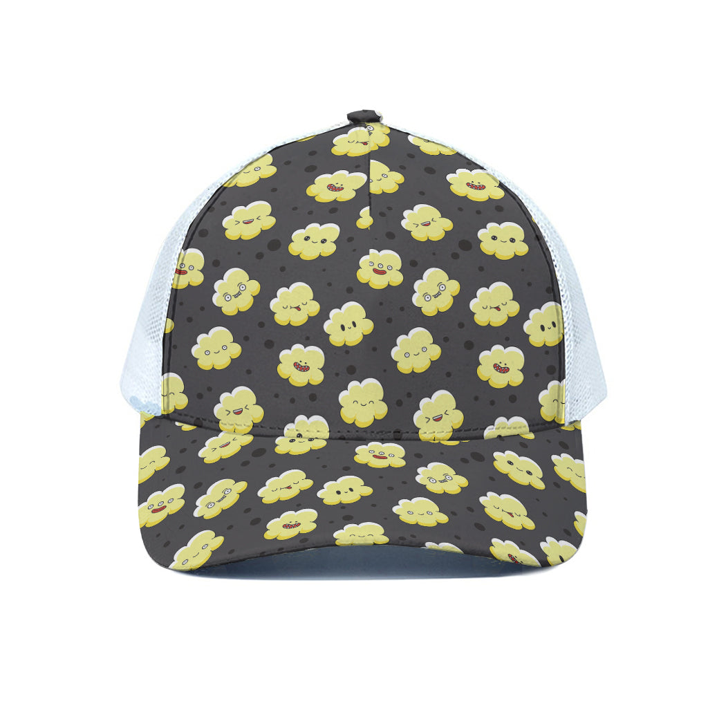 Cute Popcorn Pattern Print White Mesh Trucker Cap