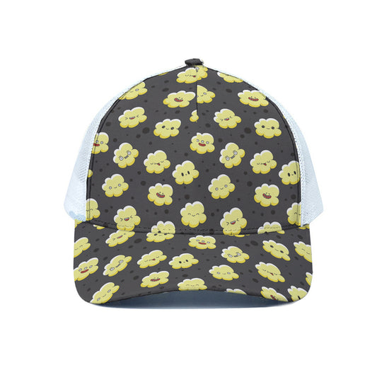 Cute Popcorn Pattern Print White Mesh Trucker Cap