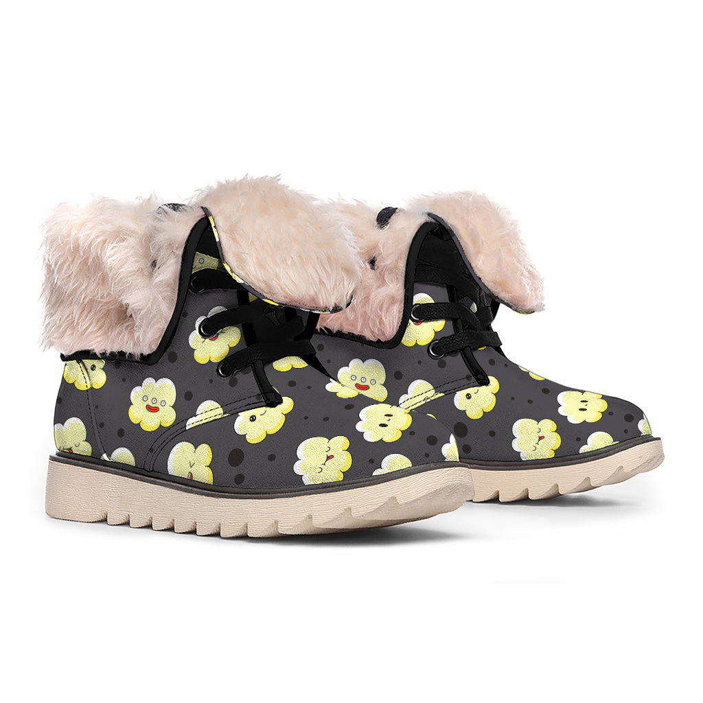 Cute Popcorn Pattern Print Winter Boots